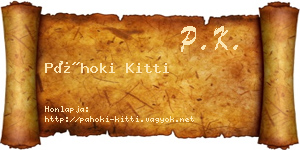 Páhoki Kitti névjegykártya